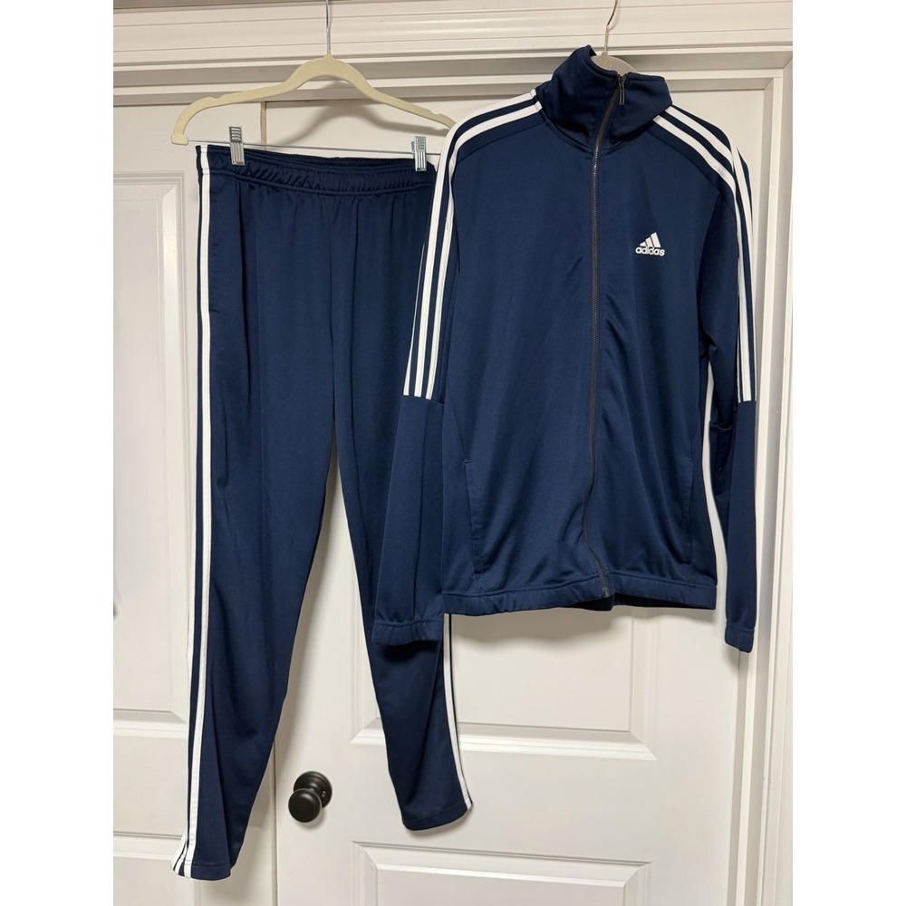 Adidas 3-Stripes Men's Training Tracksuit, Full Zip Top & Jogger Pants, Navy, M‎